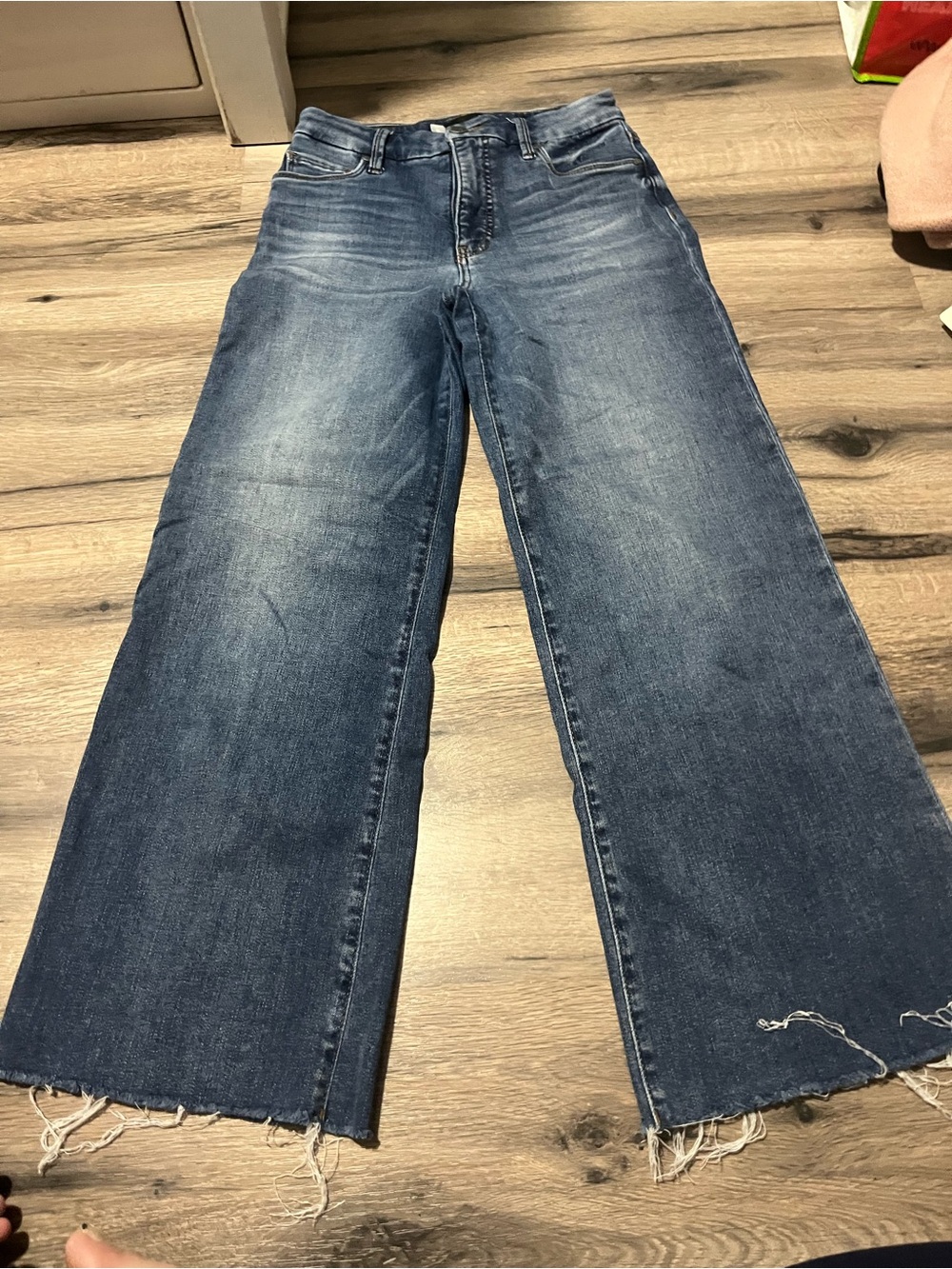 Kut from the Kloth Distressed Medium Blue Wide Leg Jeans
